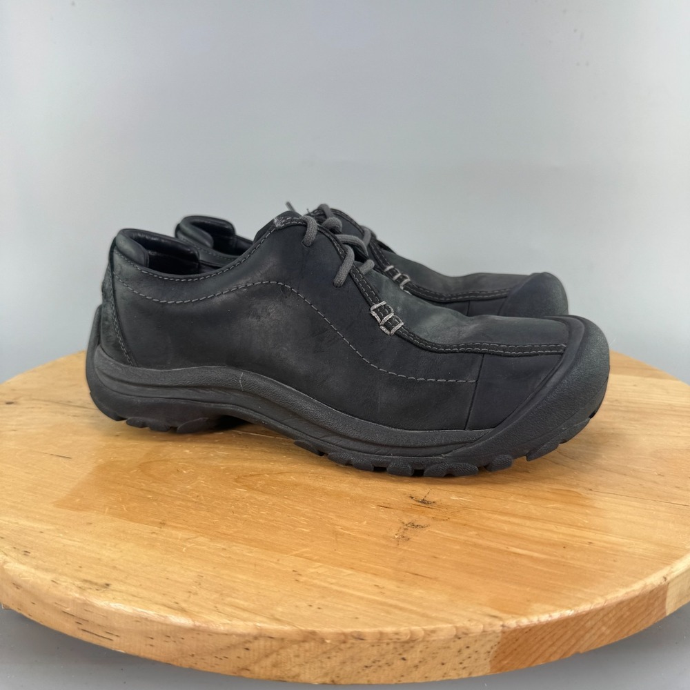 Keen Portsmouth II MensSize 9.5 Shoes Casual 2 Eye Oxford Sneakers Black Leather - Picture 1 of 9